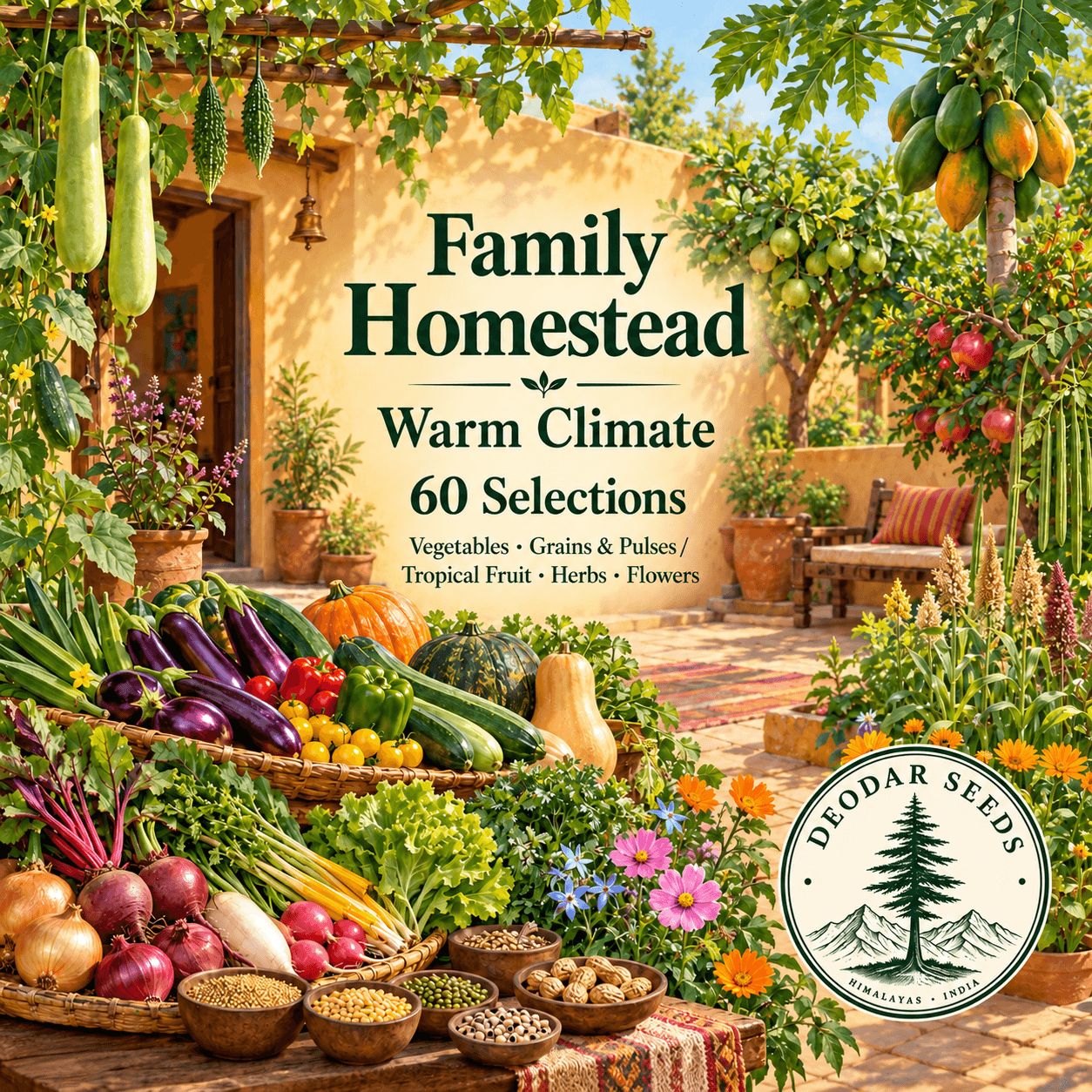 Family Homestead Seed Collection — Warm Climate — 60 Selections