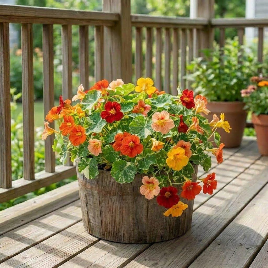 Nasturtium Alaska mix Seeds — 20 Seeds